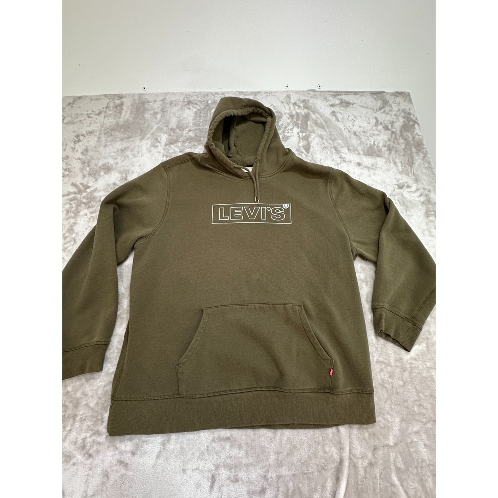Levis Pullover Hoodie Mens Size XXL 2XL Olive Pocket Hooded Long Sleeve EUC